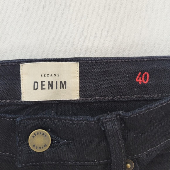 Sezane Denim Jeans Womens US 8 Black Straight Leg High Rise Button Fly Denim - Picture 5 of 11